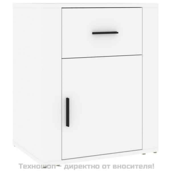 Нощно шкафче, бяло, 50x36x60 см, инженерно дърво