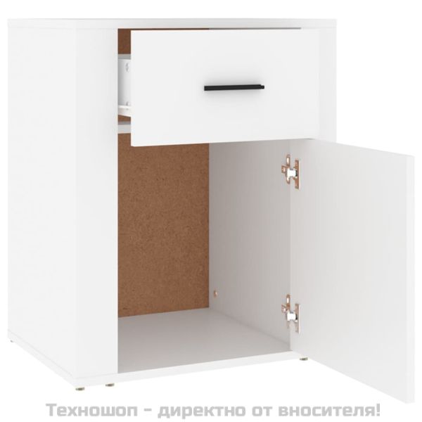 Нощно шкафче, бяло, 50x36x60 см, инженерно дърво