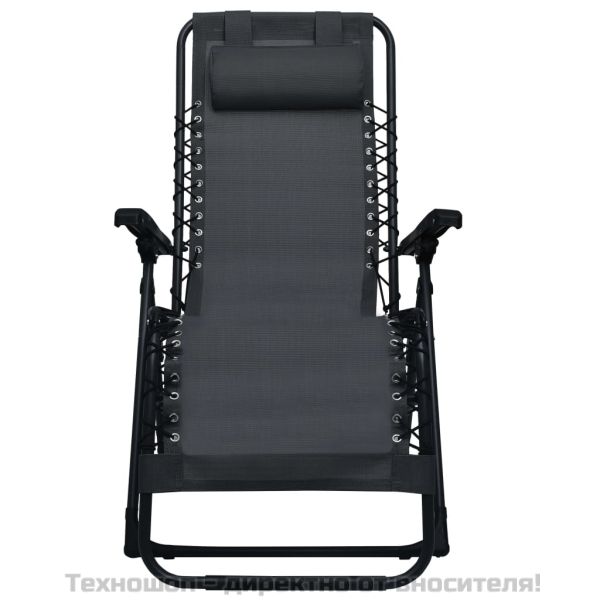 Сгъваем стол-шезлонг, черен, textilene