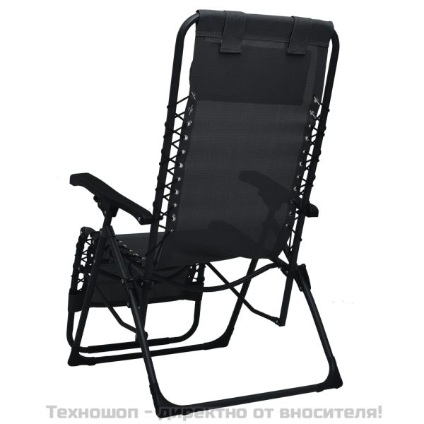 Сгъваем стол-шезлонг, черен, textilene