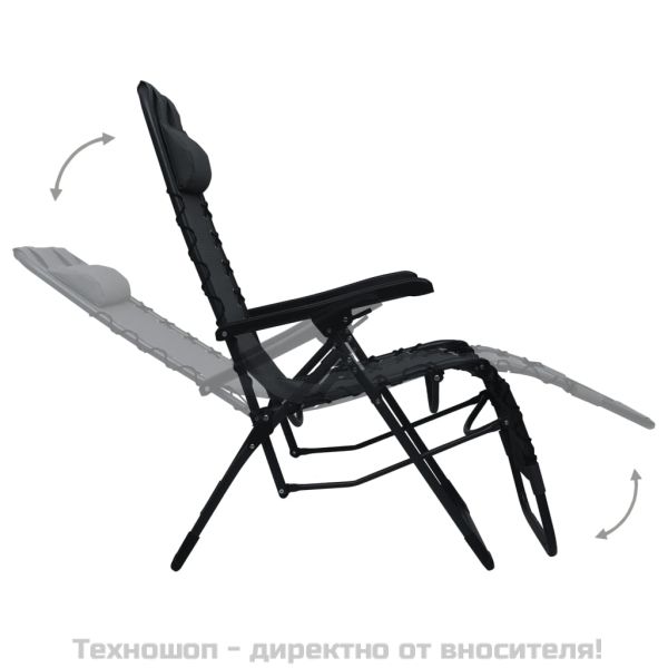 Сгъваем стол-шезлонг, черен, textilene