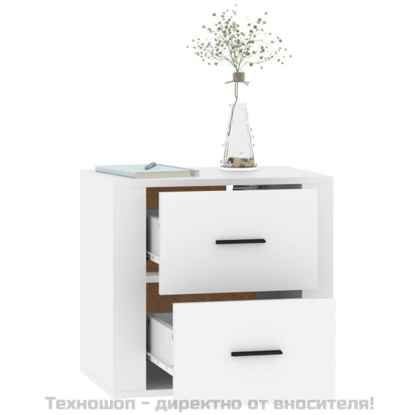 Нощно шкафче за стенен монтаж, бяло, 50x36x47 см