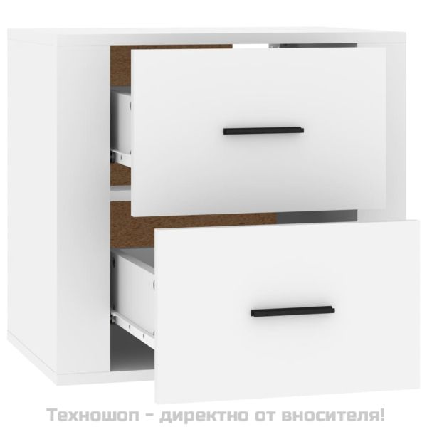Нощно шкафче за стенен монтаж, бяло, 50x36x47 см