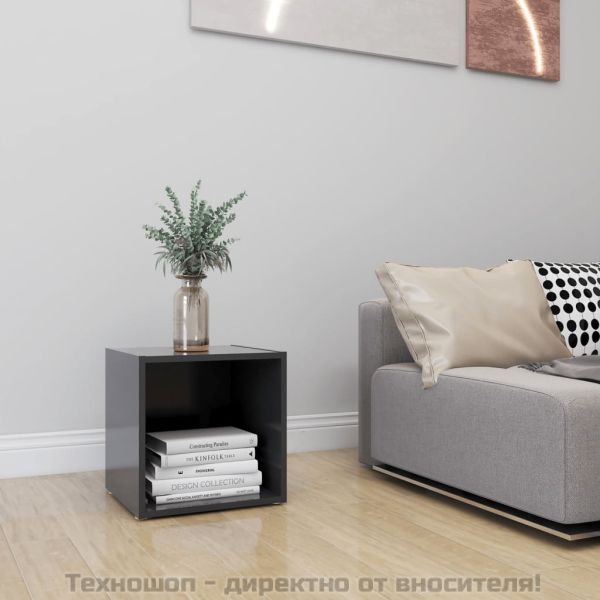 ТВ шкаф, сив, 37x35x37 см, инженерно дърво