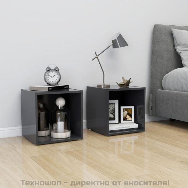 ТВ шкаф, сив, 37x35x37 см, инженерно дърво