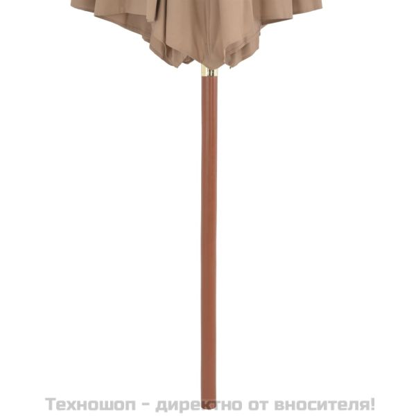 Градински чадър с дървен прът, 300 см, таупе