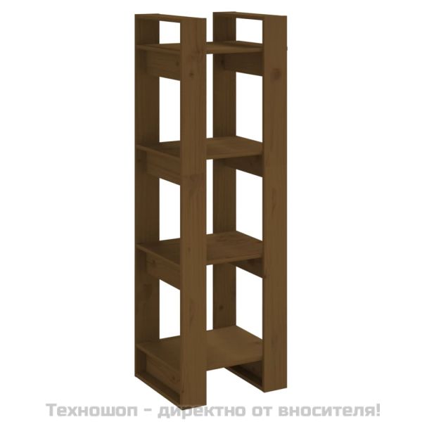 Библиотека/разделител за стая, меденокафява, 41x35x125 см, бор