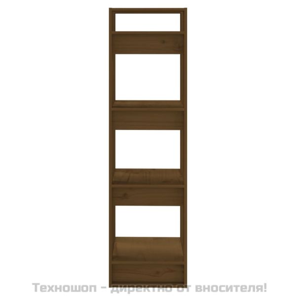 Библиотека/разделител за стая, меденокафява, 41x35x125 см, бор