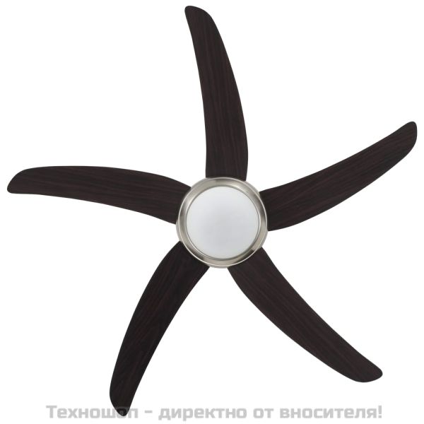 Декоративен вентилатор за таван с осветление, 128 см, кафяв