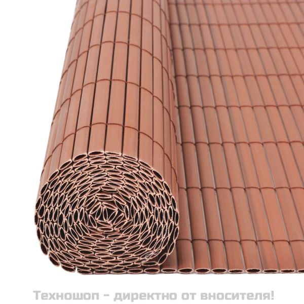 Двустранна градинска ограда, PVC, 90x300 см, кафява