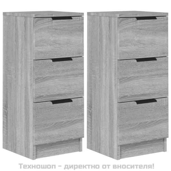 Сайдборди, 2 бр, сив сонома, 30x30x70 см, инженерно дърво