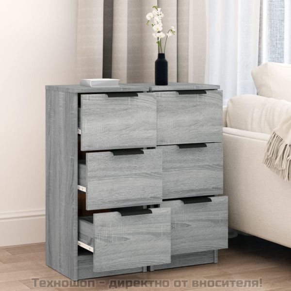 Сайдборди, 2 бр, сив сонома, 30x30x70 см, инженерно дърво