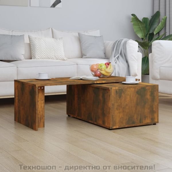 Кафе маса, опушен дъб, 150x50x35 см, инженерно дърво