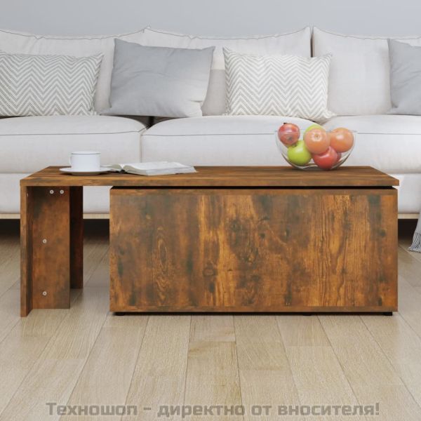 Кафе маса, опушен дъб, 150x50x35 см, инженерно дърво