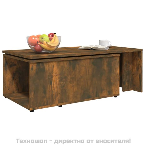 Кафе маса, опушен дъб, 150x50x35 см, инженерно дърво