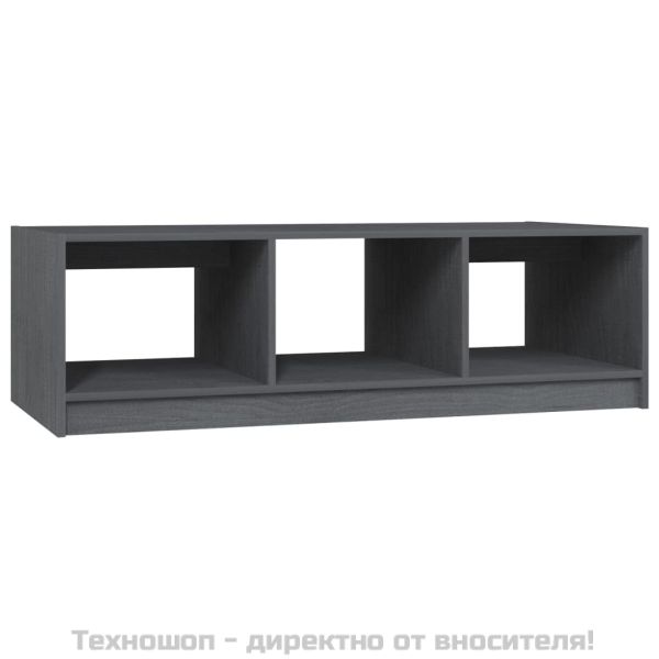 Маса за кафе, сива, 110x50x34 см, борово дърво масив