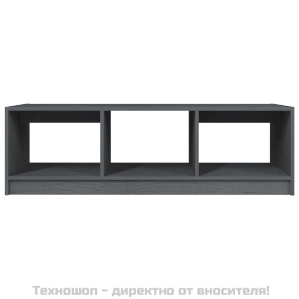 Маса за кафе, сива, 110x50x34 см, борово дърво масив