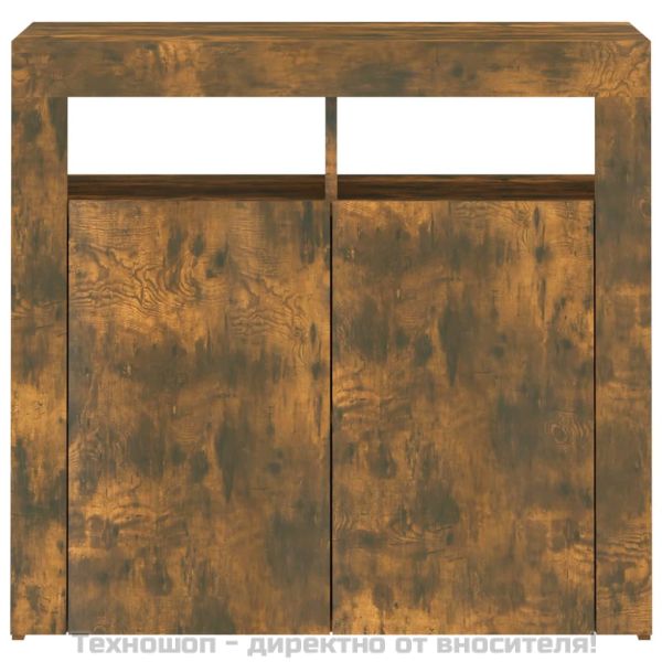 Сайдборд с LED светлини, oпушен дъб, 80x35x75 см