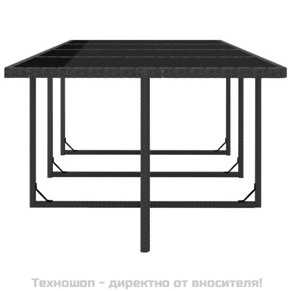 Градински комплект с възглавници, 13 части, черен полиратан