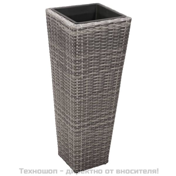 Градински повдигнати лехи, 3 бр, полиратан, сиви