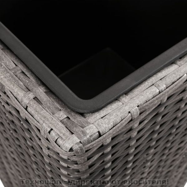 Градински повдигнати лехи, 3 бр, полиратан, сиви