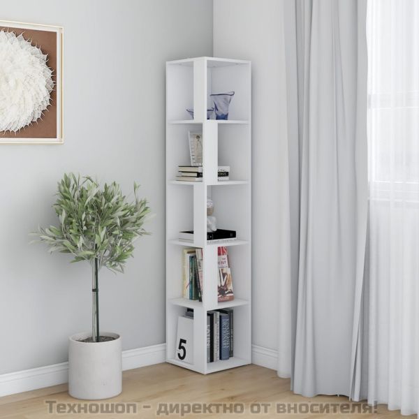 Ъглов шкаф, бял, 33x33x164,5 см, инженерно дърво