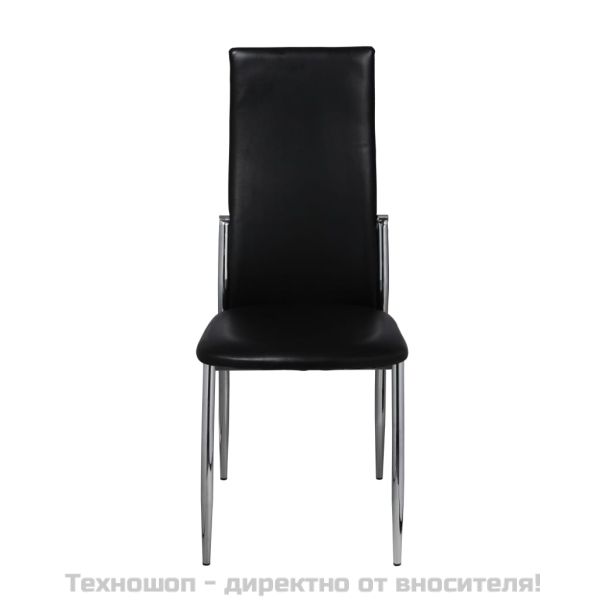 Tрапезни столове, 4 бр, черни, изкуствена кожа