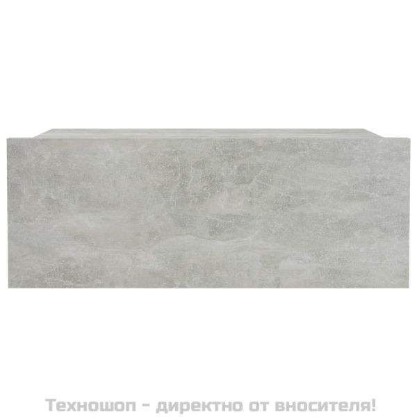 Нощно шкафче за стена, бетонно сиво, 40x30x15см инженерно дърво