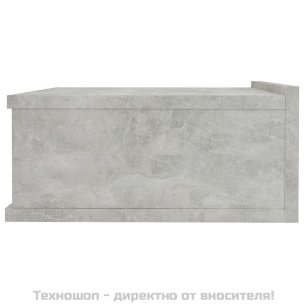 Нощно шкафче за стена, бетонно сиво, 40x30x15см инженерно дърво