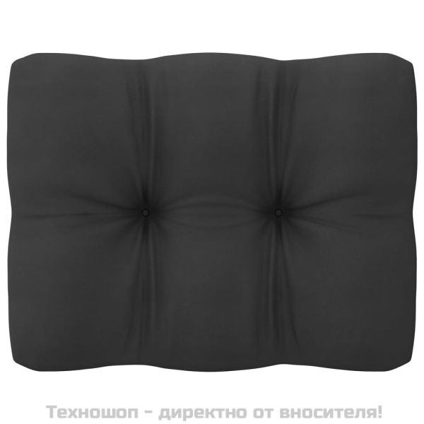 Градински 2-местен диван с възглавници черен борово дърво масив