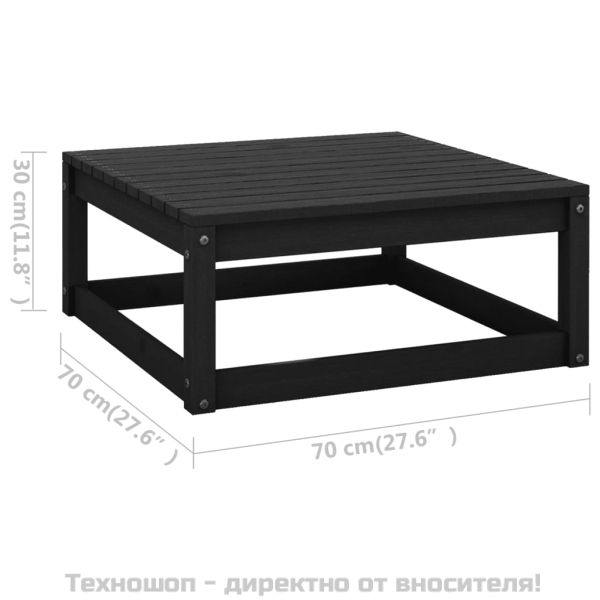 Градински комплект от 2 части, с възглавници, черен, бор масив