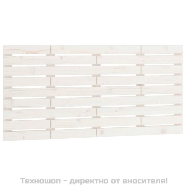 Стенна табла за спалня, бяла, 146x3x63 см, борово дърво масив