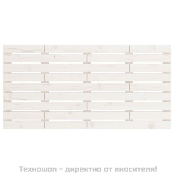 Стенна табла за спалня, бяла, 146x3x63 см, борово дърво масив