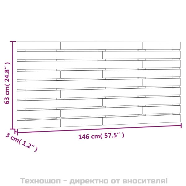Стенна табла за спалня, бяла, 146x3x63 см, борово дърво масив