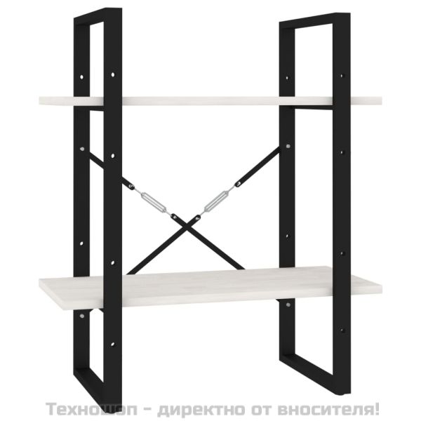 2-етажна библиотека, бяла, 60x30x70 см, борово дърво масив