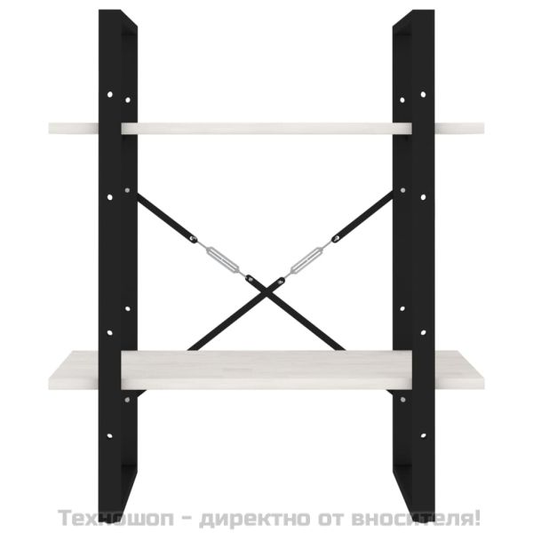 2-етажна библиотека, бяла, 60x30x70 см, борово дърво масив