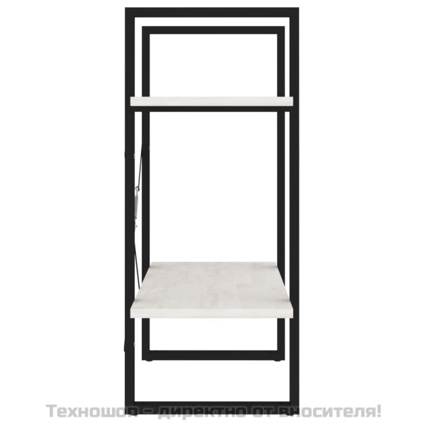 2-етажна библиотека, бяла, 60x30x70 см, борово дърво масив