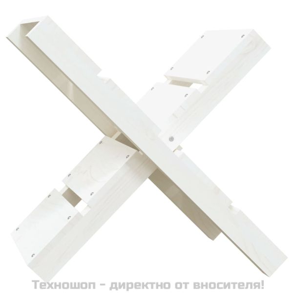 Поставка за дърва, бяла, 47x39,5x48 см, борово дърво масив