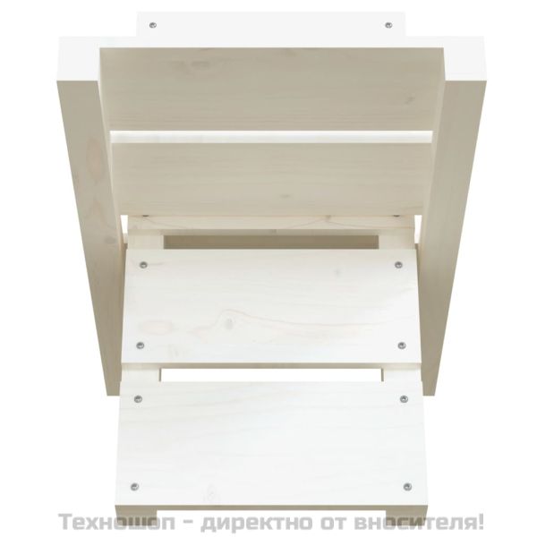 Поставка за дърва, бяла, 47x39,5x48 см, борово дърво масив