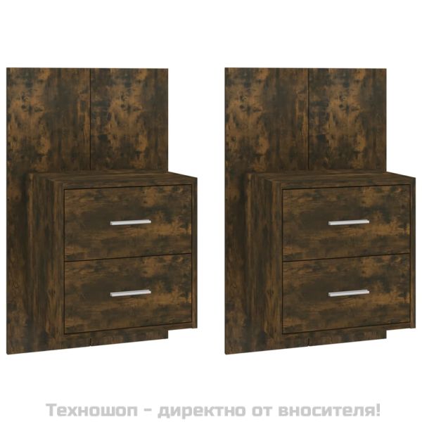 Нощни шкафчета за стенен монтаж, 2 бр, опушен дъб
