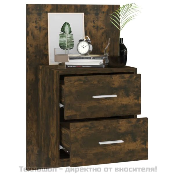 Нощни шкафчета за стенен монтаж, 2 бр, опушен дъб