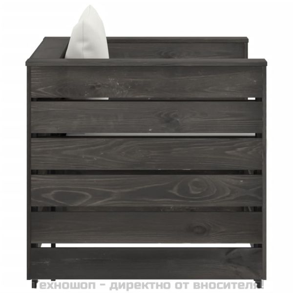 Градински лаундж комплект 2 части възглавници сива импрегнация