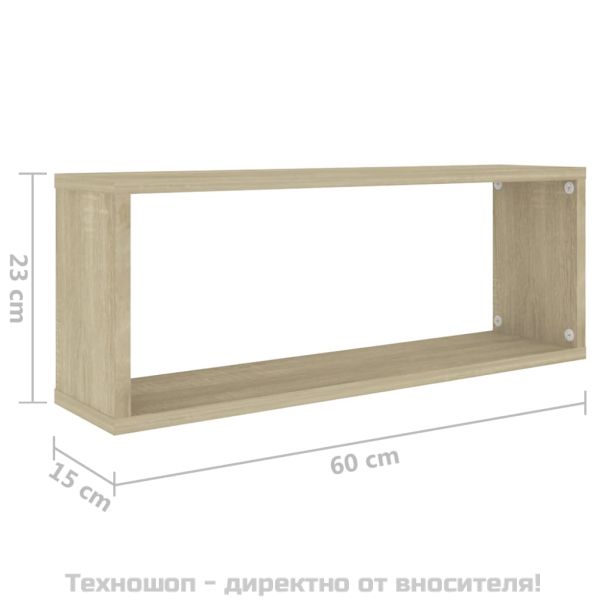 Стенни кубични рафтове, 6 бр, дъб сонома, 60x15x23 см