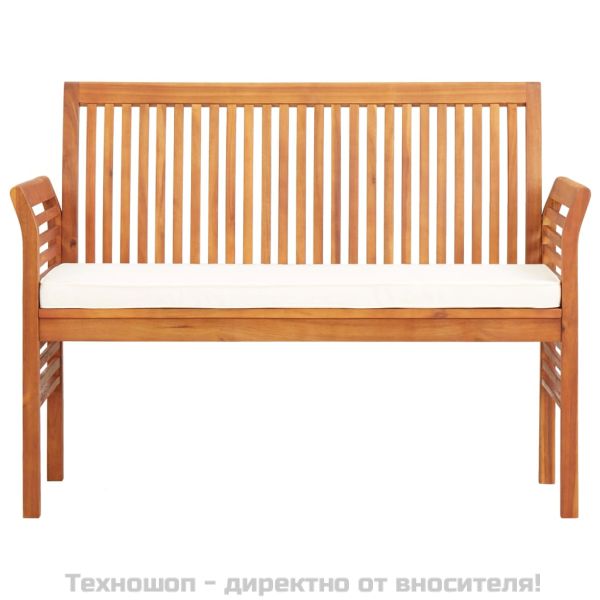 2-местна градинска пейка с възглавница, 120 см, акация масив