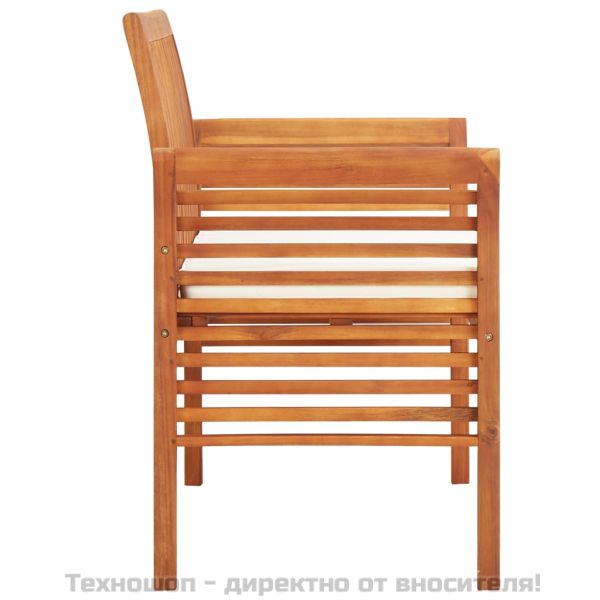 2-местна градинска пейка с възглавница, 120 см, акация масив