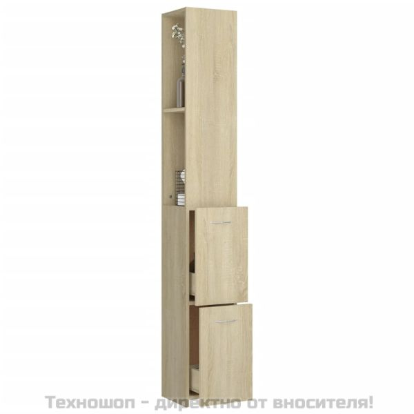 Шкаф за баня, сонома дъб, 25x26,5x170 см, инженерно дърво