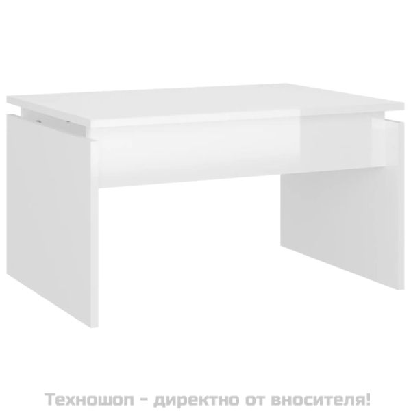 Маса за кафе, бял гланц, 68x50x38 см, инженерно дърво