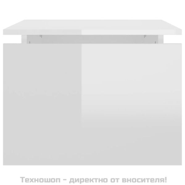 Маса за кафе, бял гланц, 68x50x38 см, инженерно дърво