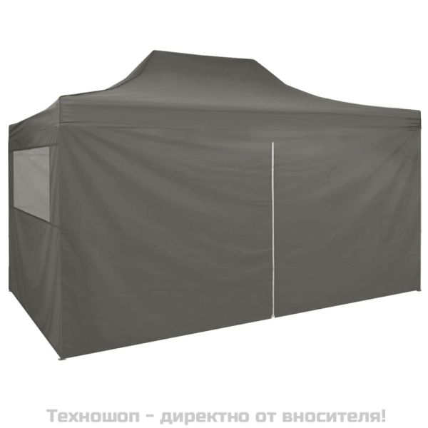 Сгъваема парти шатра с 4 странични стени 3х4 м стомана антрацит