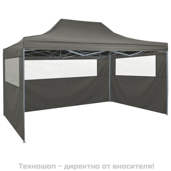 Сгъваема парти шатра с 4 странични стени 3х4 м стомана антрацит
